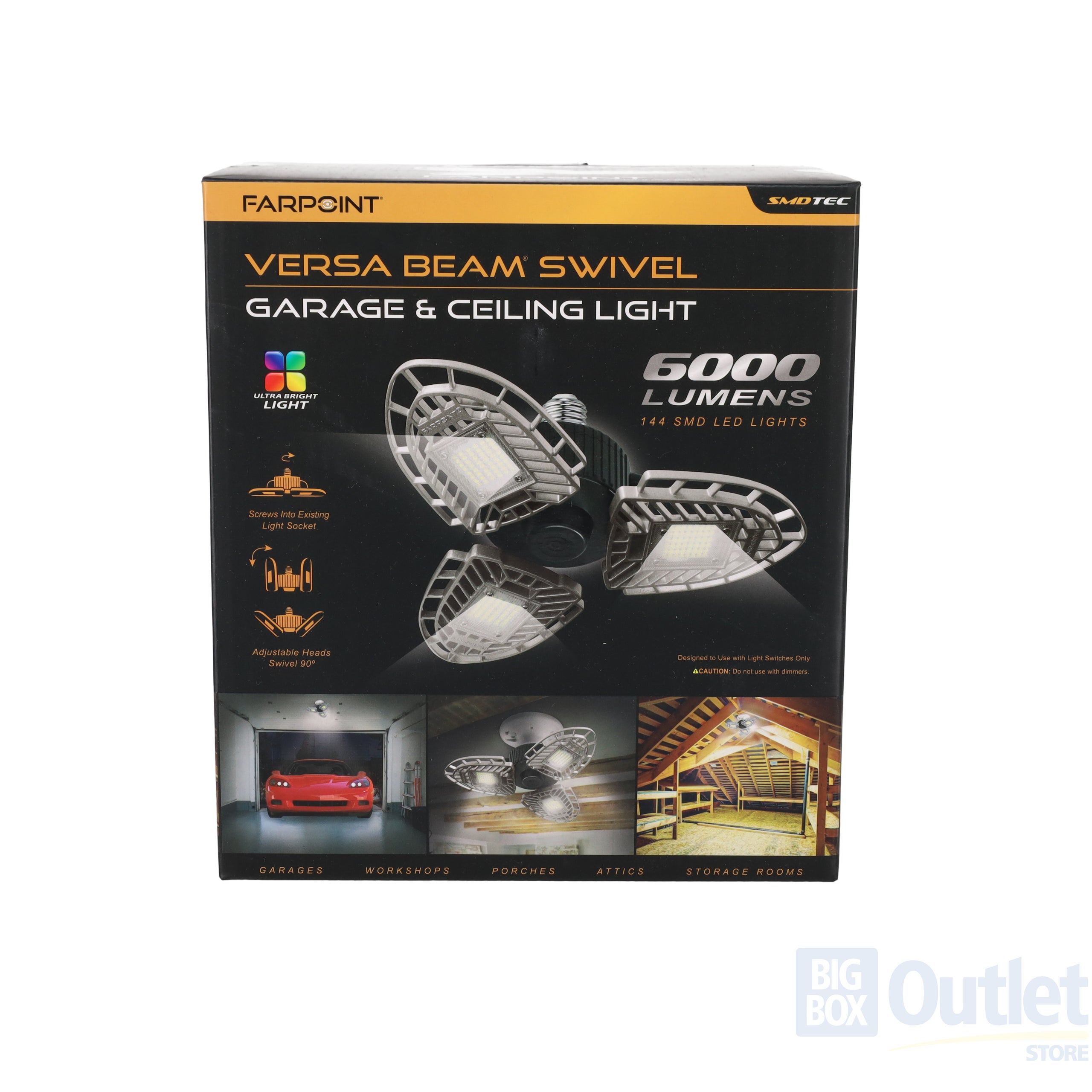 Farpoint versa beam swivel garage and ceiling light top